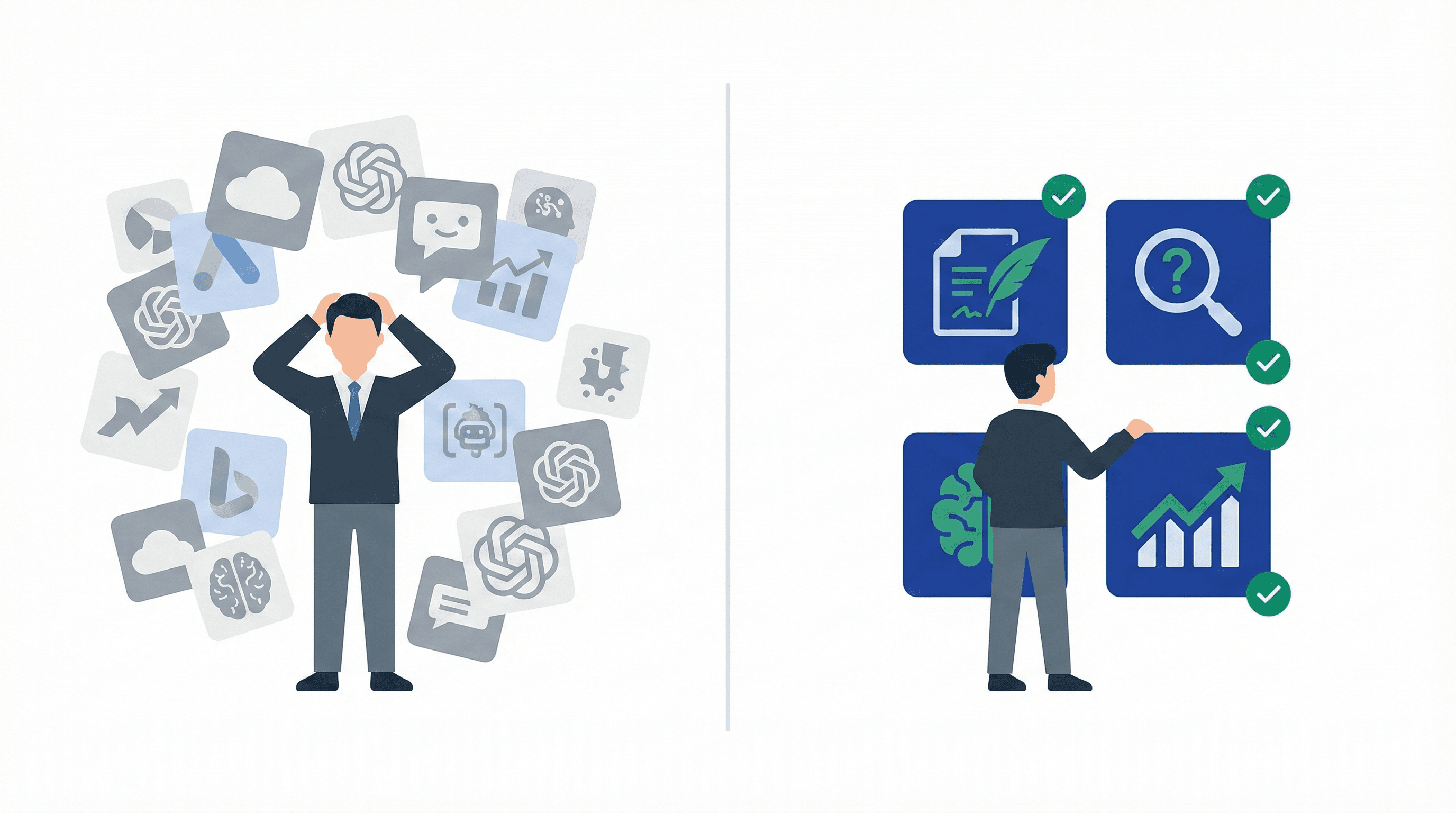 Welke AI Tools Heeft Je Bedrijf Echt Nodig? (Stop met Tool Overload) - Er zijn duizenden AI-tools beschikbaar. Maar welke heb je écht nodig? Stop met tool overload en focus op wat werkt. Een praktische gids voor Nederlandse MKB-bedrijven.